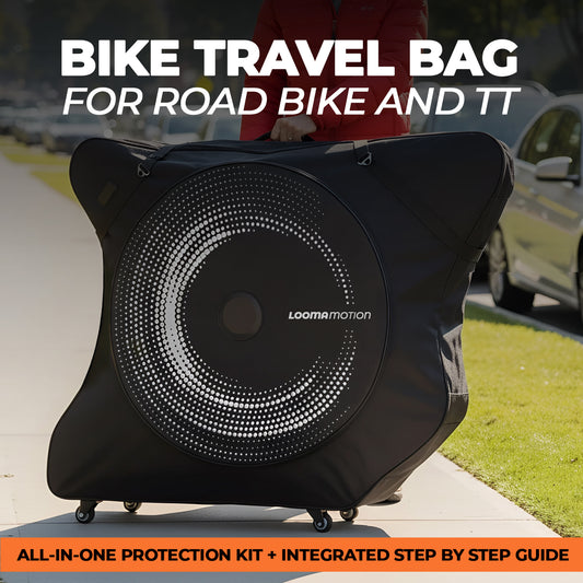 Looma Motion: Bike Travel Bag Airplane – Box for Air Travel | Durable Bike Cases with Full Protection | Fits Road & TT Bikes with Wheels, Safe Case for Flying